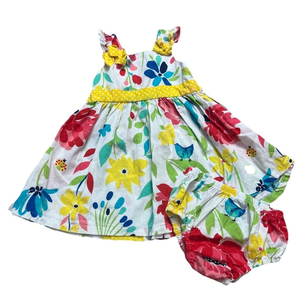 Nannette Baby Girls Dress floral Two Piece Size 6-9 Months